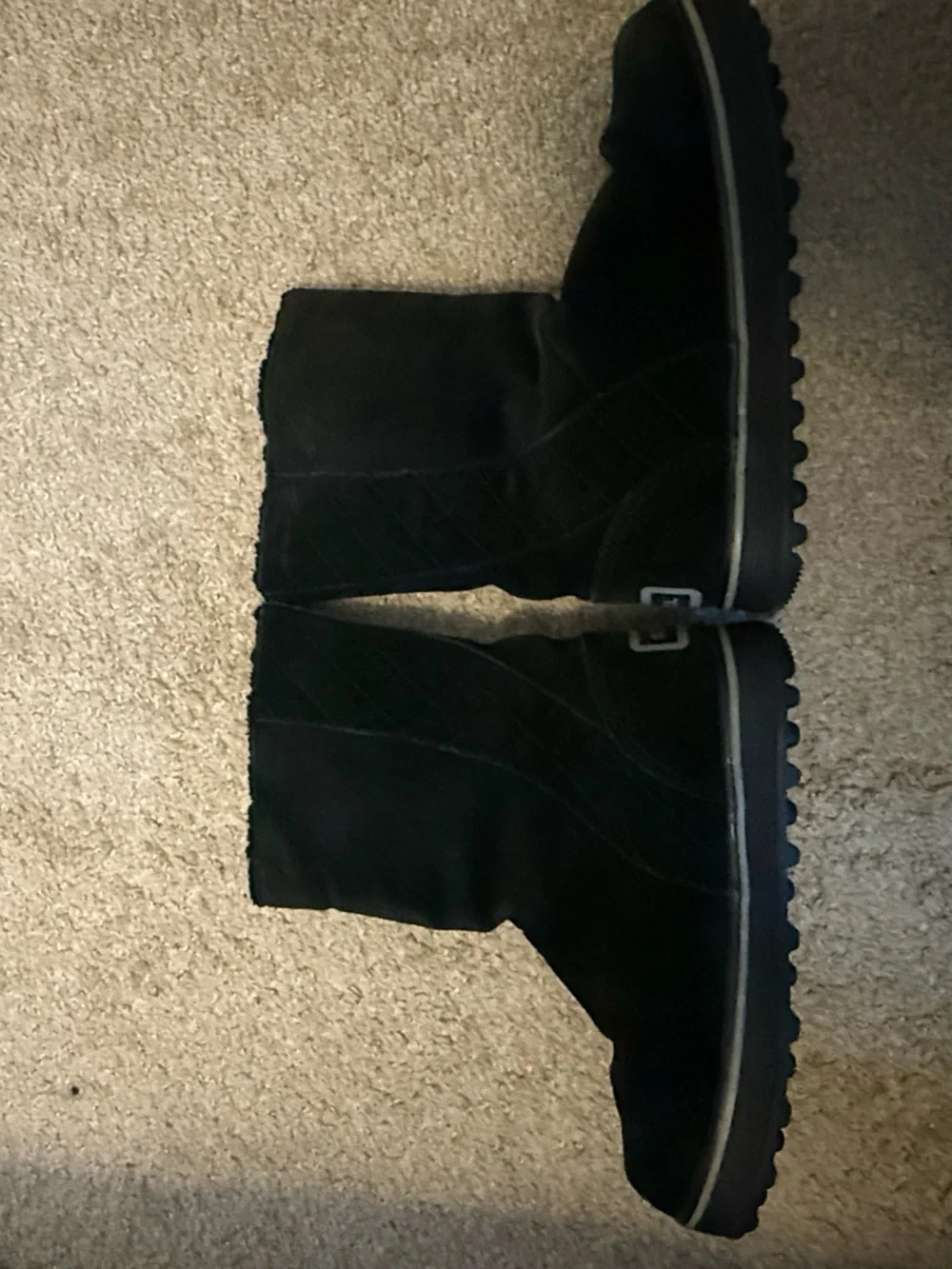 Sorel Glacy Boots Black Suede Faux Fur Lined – Women’s 7.5 - Picture 2 of 8